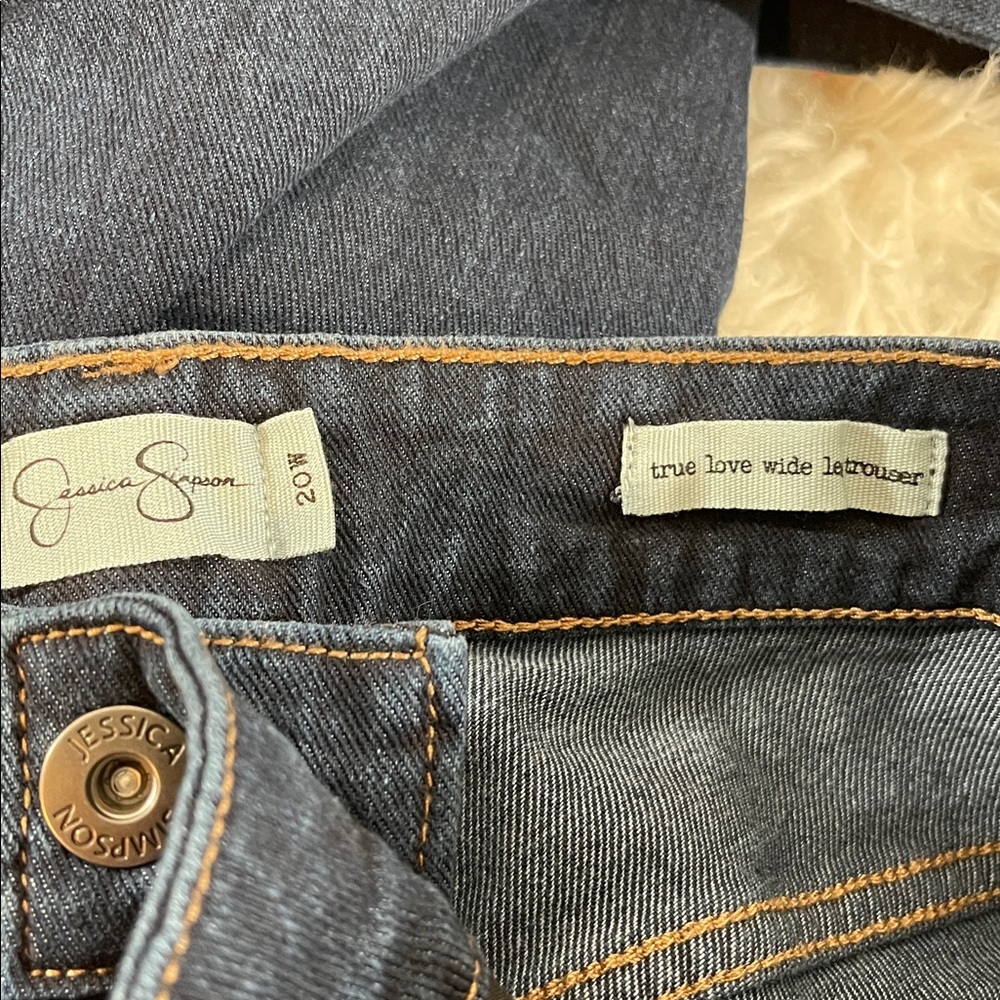 Jessica Simpson True Love Wide Leg Trouser Jeans Plus Size 20W Dark Wash NEW - Picture 10 of 15
